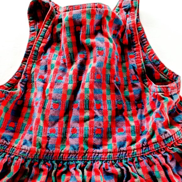 Vintage Girls Oshkosh Dress Jumper Apples Plaid Size 2T - Picture 10 of 12